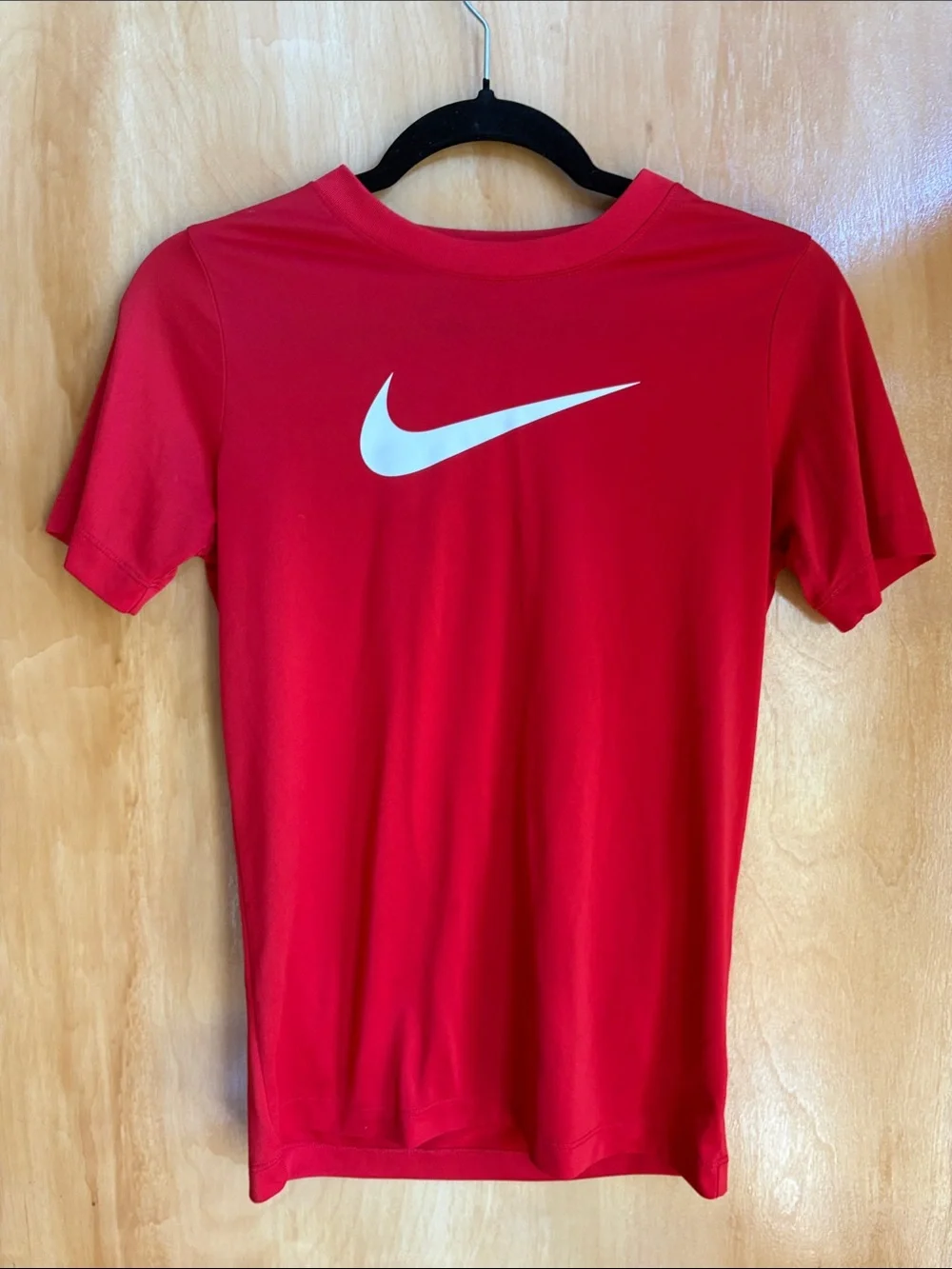 Nike Kids Red Short Sleeve Performance Tee with White Swoosh